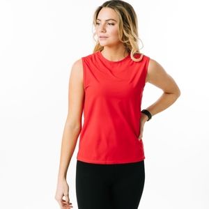 Red Slit Muscle Tank